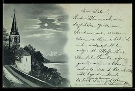 Mondschein-AK Montreux, Eglise de Montreux