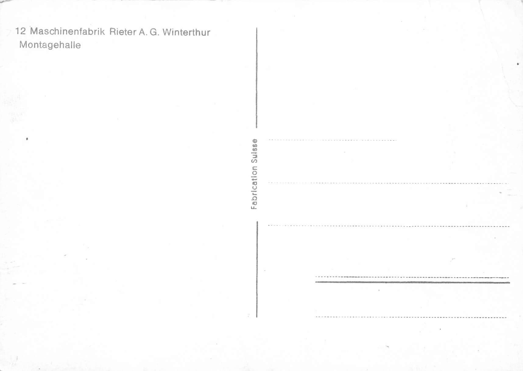 Cartoline postali: Winterthur Rieter Montagehalle – Usato da Bichelsee venduto da Gloeckner 1