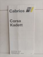 Brochure Catalogue Tarif Opel Cabrios Corsa/Kadett 1987 (Sui