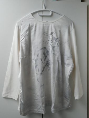 Edles Shirt RABE, Gr. 48, crème-weiss/grau mit Verzierungen