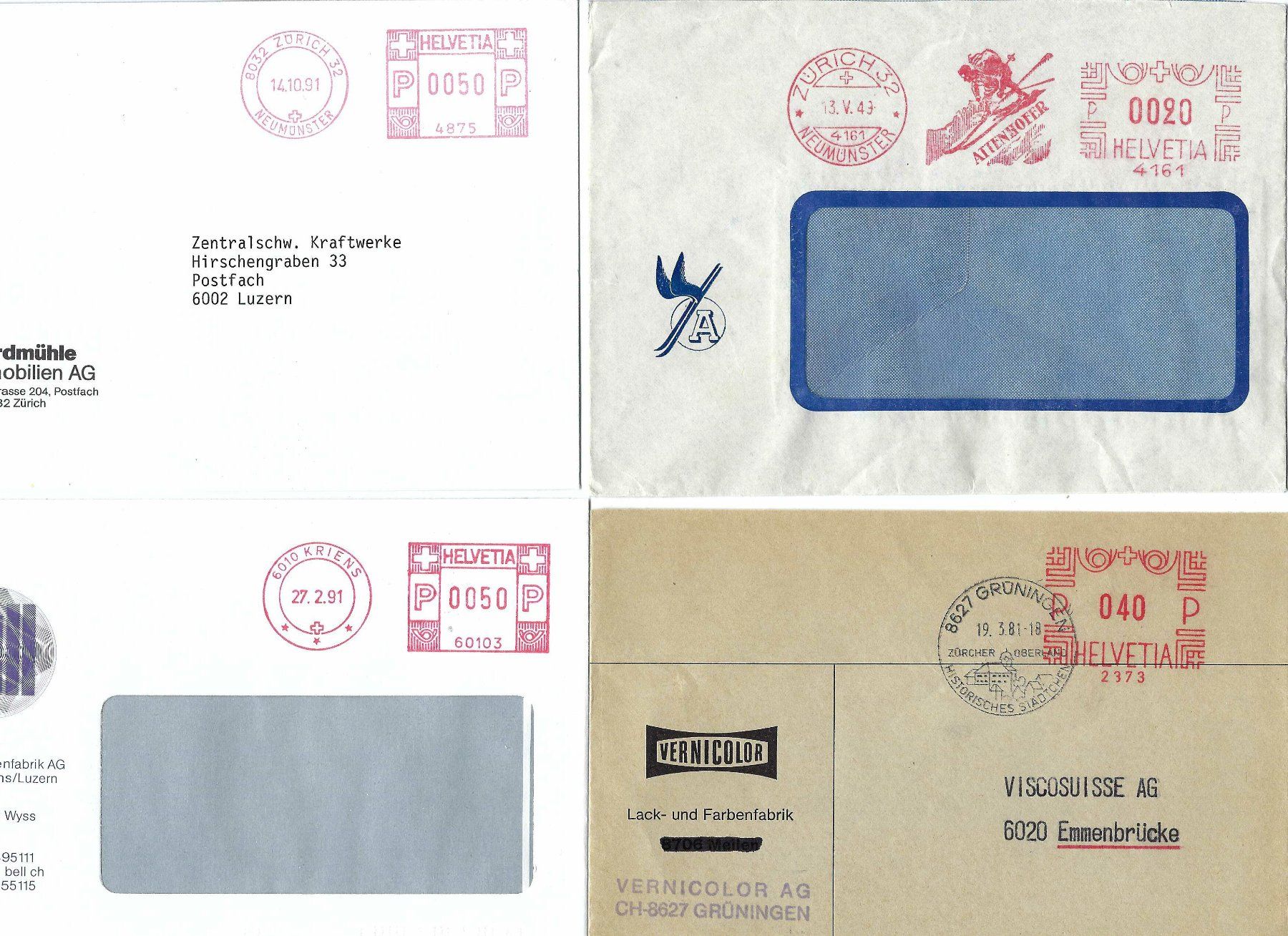 Alle Briefmarken: 8 Belege mit Freistempel ay – Gebraucht aus Aarau von fussball-fussball 1