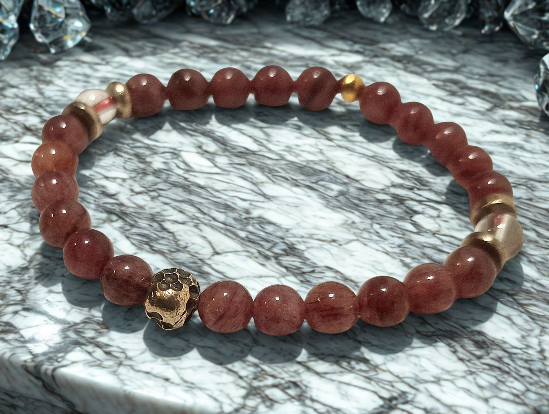 Bracelets: Armband Erdbeerquarz & Bronze. 15cm. – Neuf avec emballage d'origine à Aarau par Schmuckhoehle_MD 3