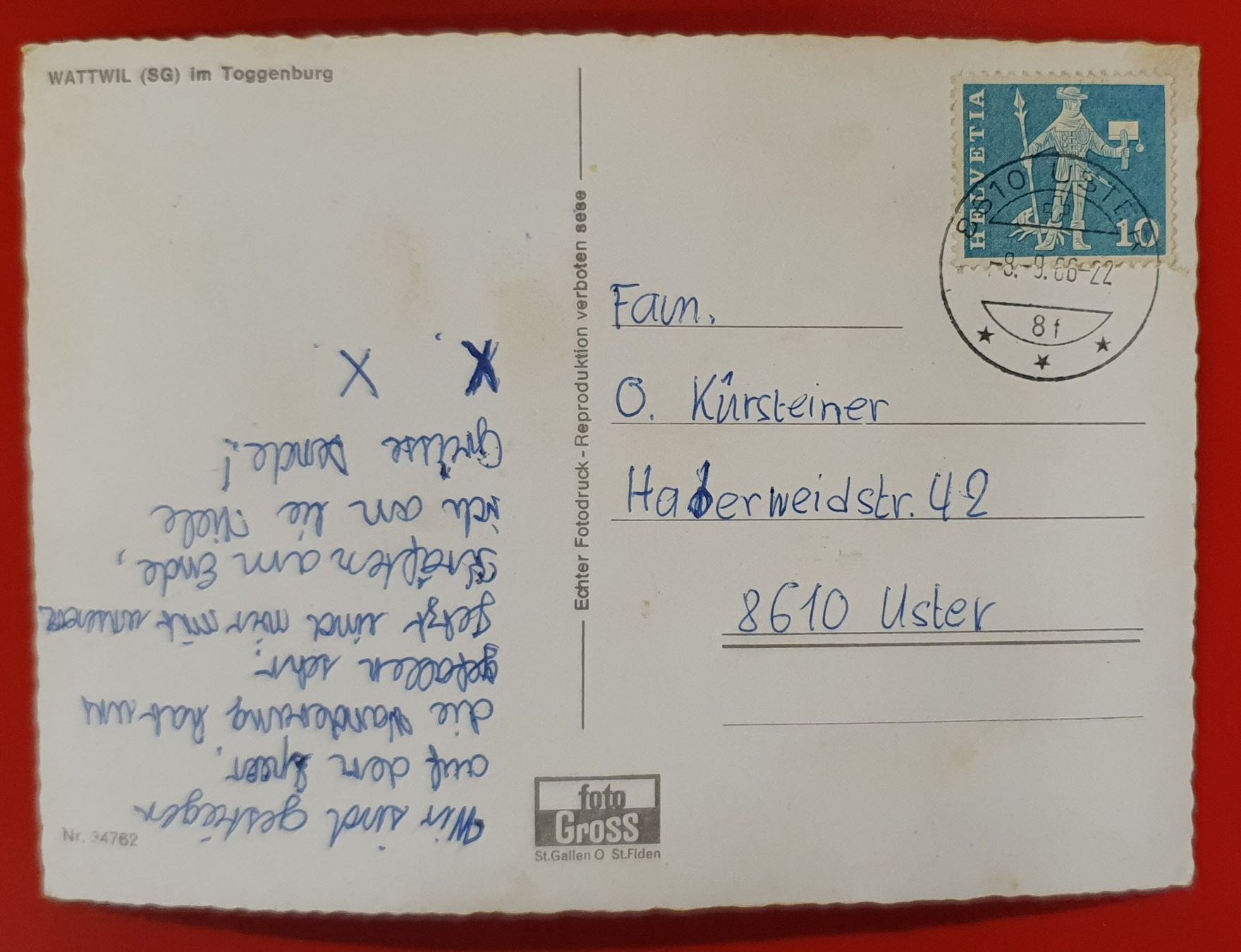 Cartoline postali: Wattwil 1966 – Usato da Kreuzlingen venduto da Rschweiz1 1