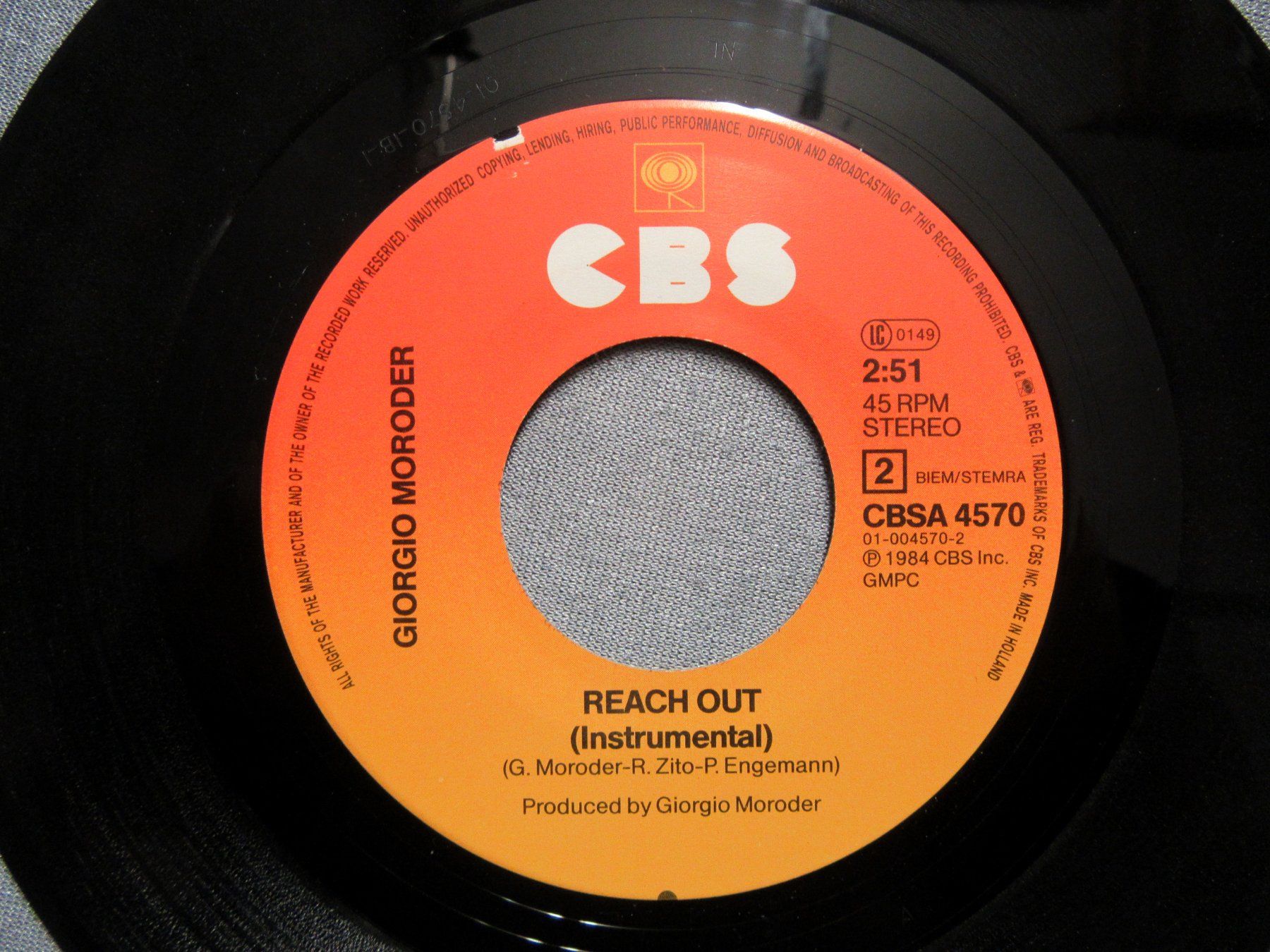 Dischi in vinile: Single Giorgio Moroder (Featuring Paul Engemann) - Reach Out – Usato da Auenstein venduto da Padabimbim 2