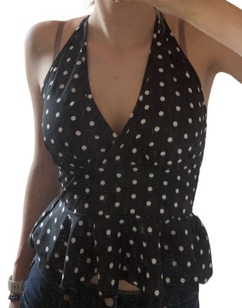 Damen Top schwarz/weiss Punkte Grösse S Used