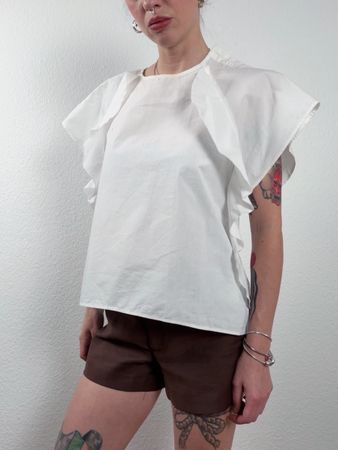 Zara Basic white ruffle blouse size S