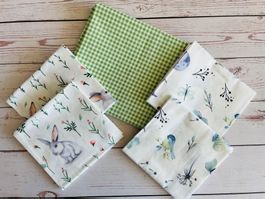 5 Fat quarter/Coupons patchwork & couture - Animaux vert