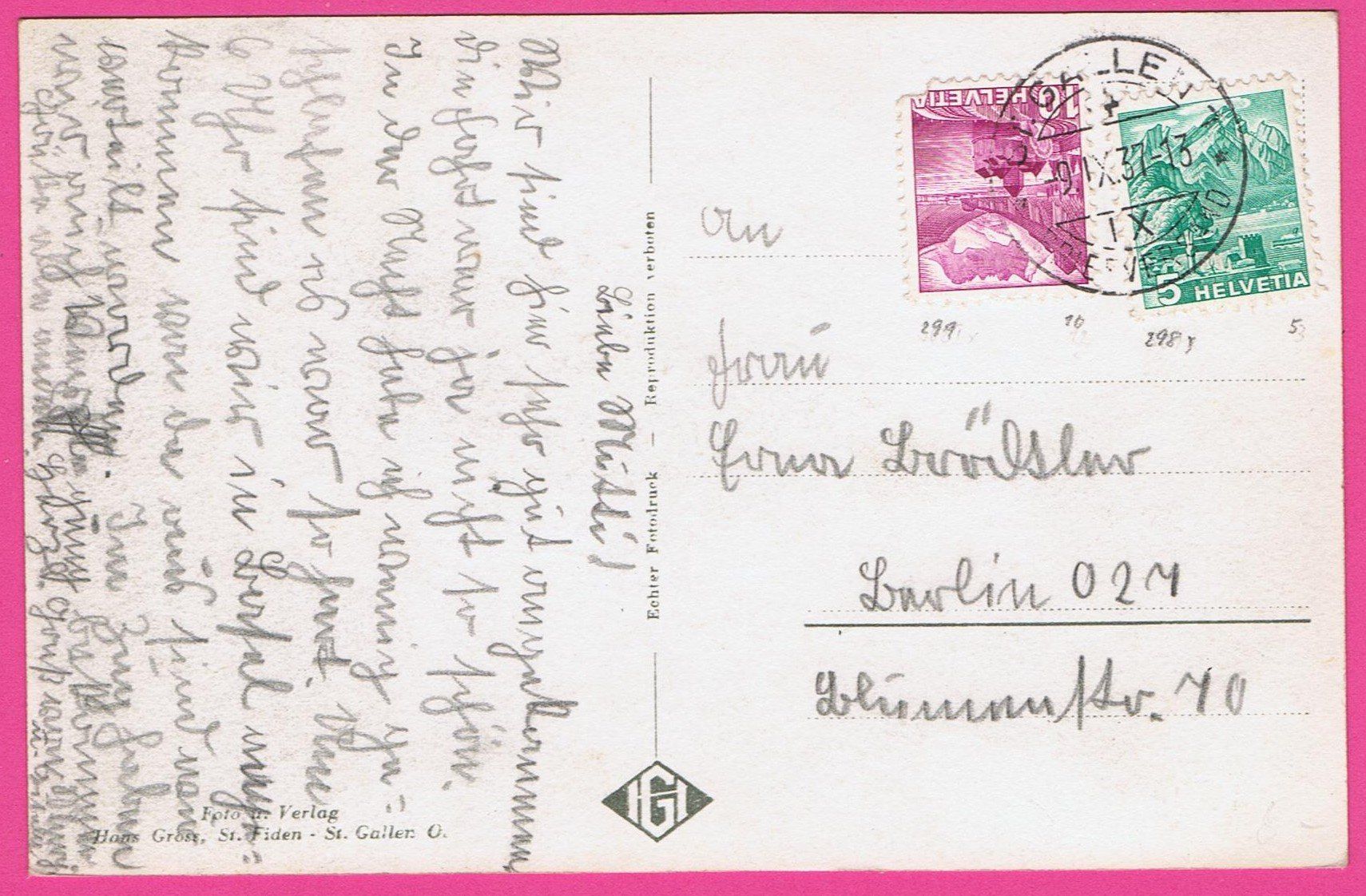 Cartes postales: St. Gallen mit Säntis gel 1937 – D'occasion à Einsiedeln par dillie 1