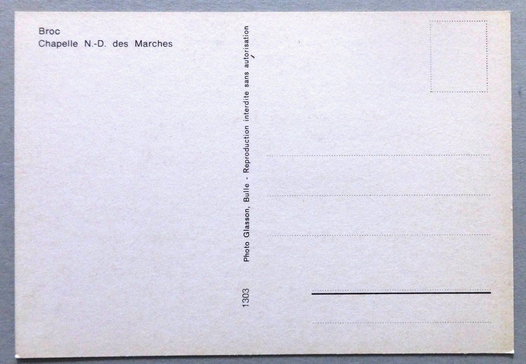 Cartoline postali: Broc, Chapelle N.-D. des Marches – Usato da Fétigny venduto da Billy2miny 1