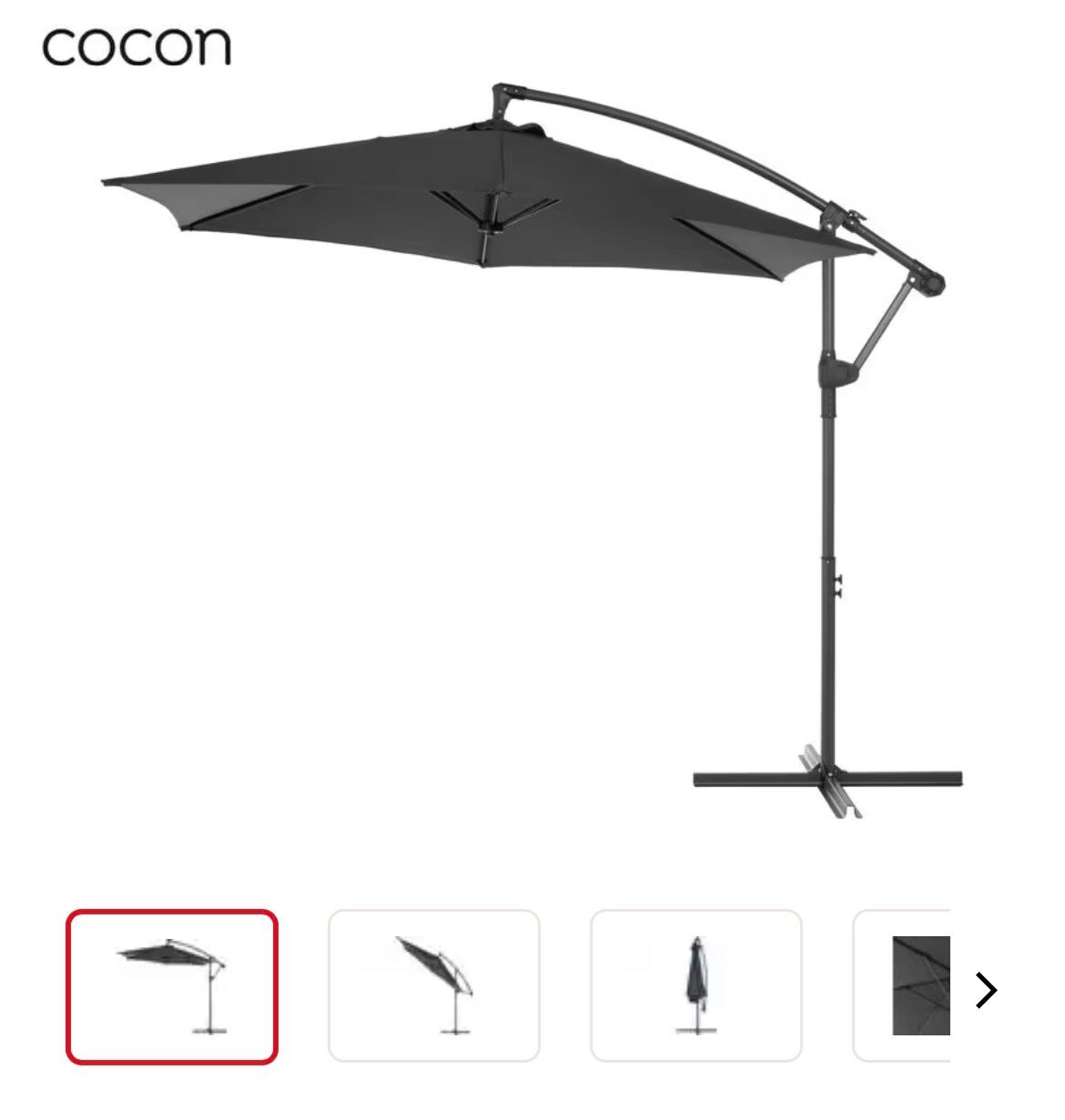 Parasols: Cocon Sonnenschirm - 300 cm, hängend, Grau – Neuf avec emballage d'origine à Gockhausen par costaros