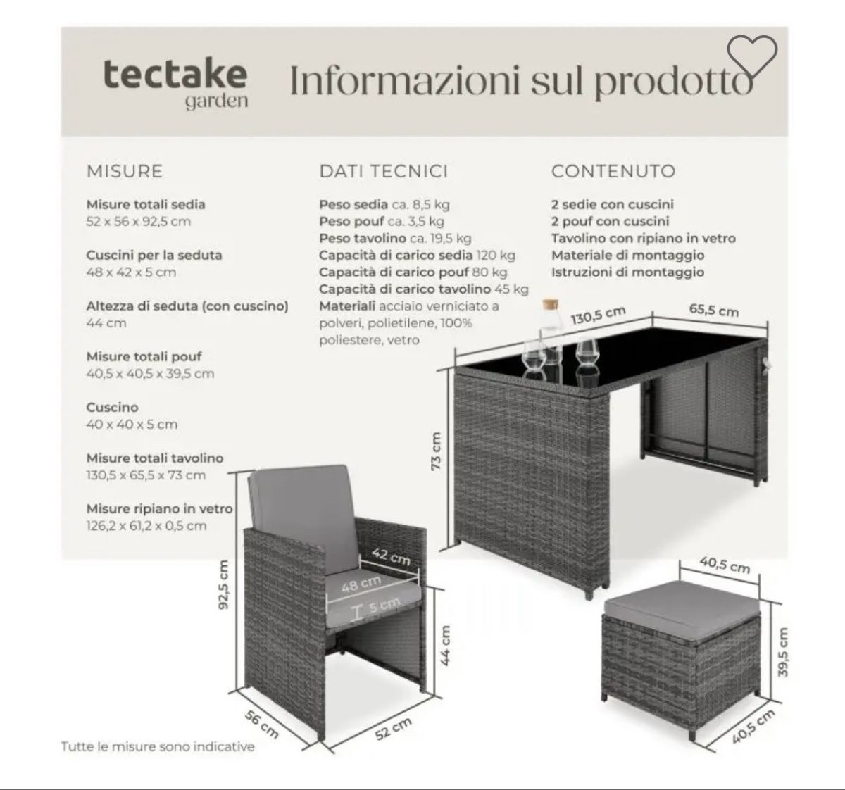 Tischset: Set da giardino / terrazza in rattan tectake 4 posti grigio – Gebraucht aus Zug von sil_z2j2 2