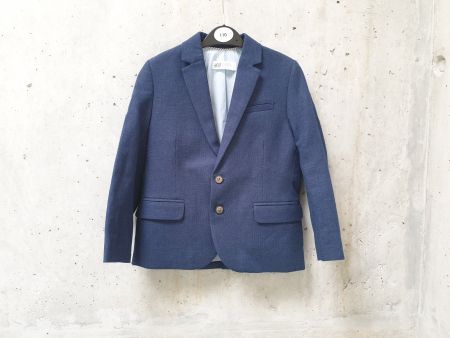 Veste de costume H&M, bleu marine chiné, garçon, taille 116