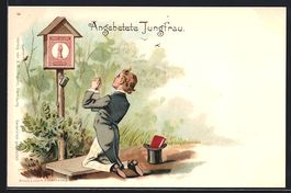 Litho Angebetete Jungfrau auf einer Brie