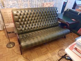 Canapé Marway Regency de Luxe 3 places cuir vert patine