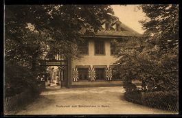 AK Basel, Restaurant zum Schützenhaus, Straßenansicht