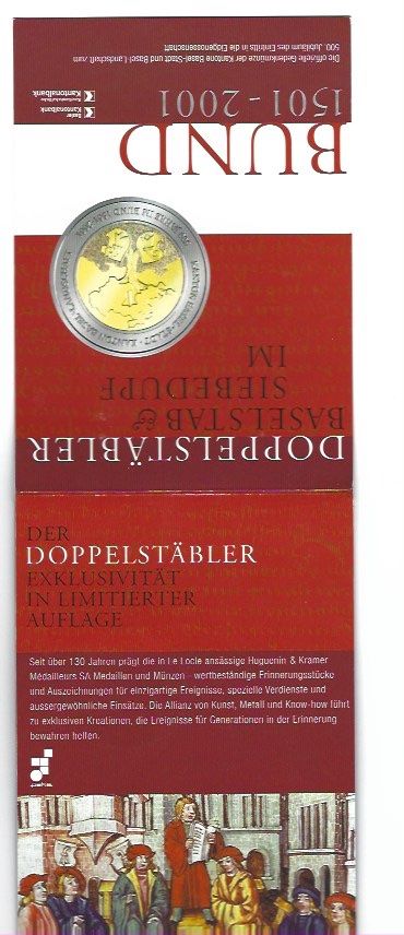 Alle Münzen: Münze Doppelstäbler 2001 – Neu (gemäss Beschreibung) aus Bottmingen von Golferin 1