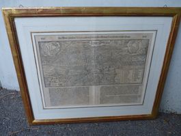 Antiker Druck "Zürich" 1555 Eckvergoldeter Rahmen