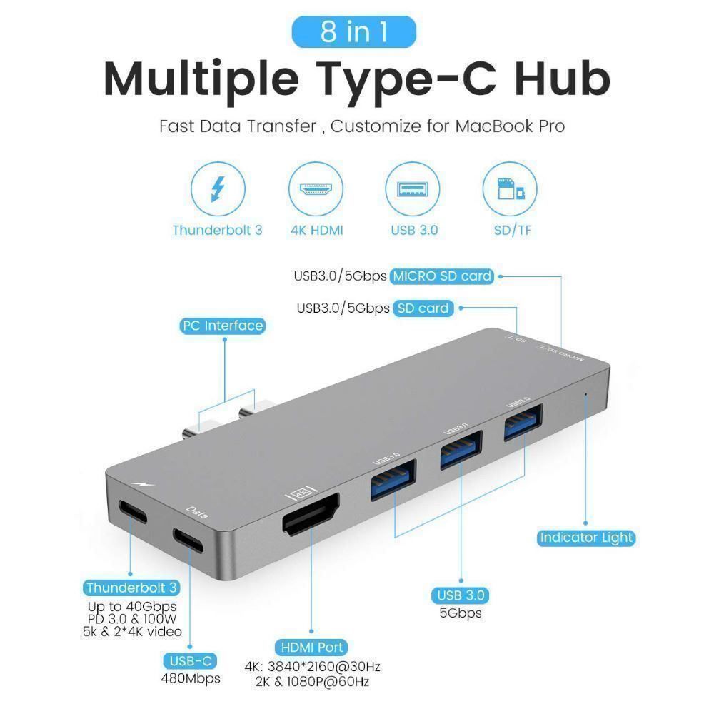 Laufwerke & Adapter: Macbook USB-C Type C Adapter 3 Hub – Neu (gemäss Beschreibung) aus Thun von yesky 3