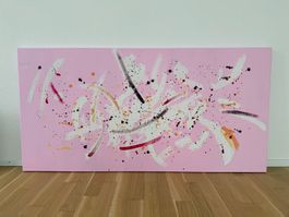 Acrylbild pink/rosa auf Keilrahmen 140x70 cm