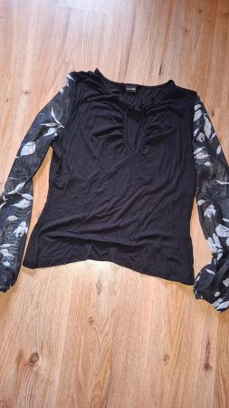 Haut noir Bodyflirt, manches transparentes, T 40/42