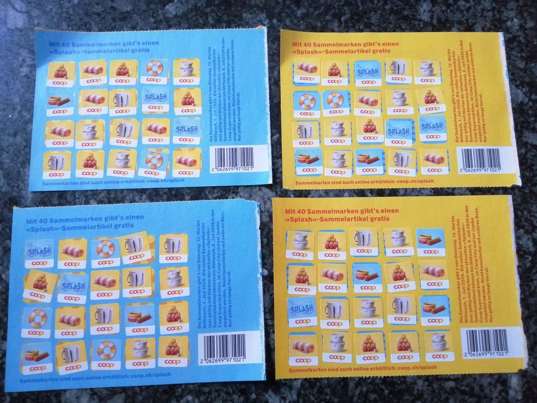 Coop Raccolte di bollini & punti: SPLASH 4 volle Karten = 160 Punkte – Usato da langenthal venduto da Jordi04 1