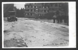 St. Gallen St. Jacobstrasse Unwetter 22.07.1922 mit Postauto