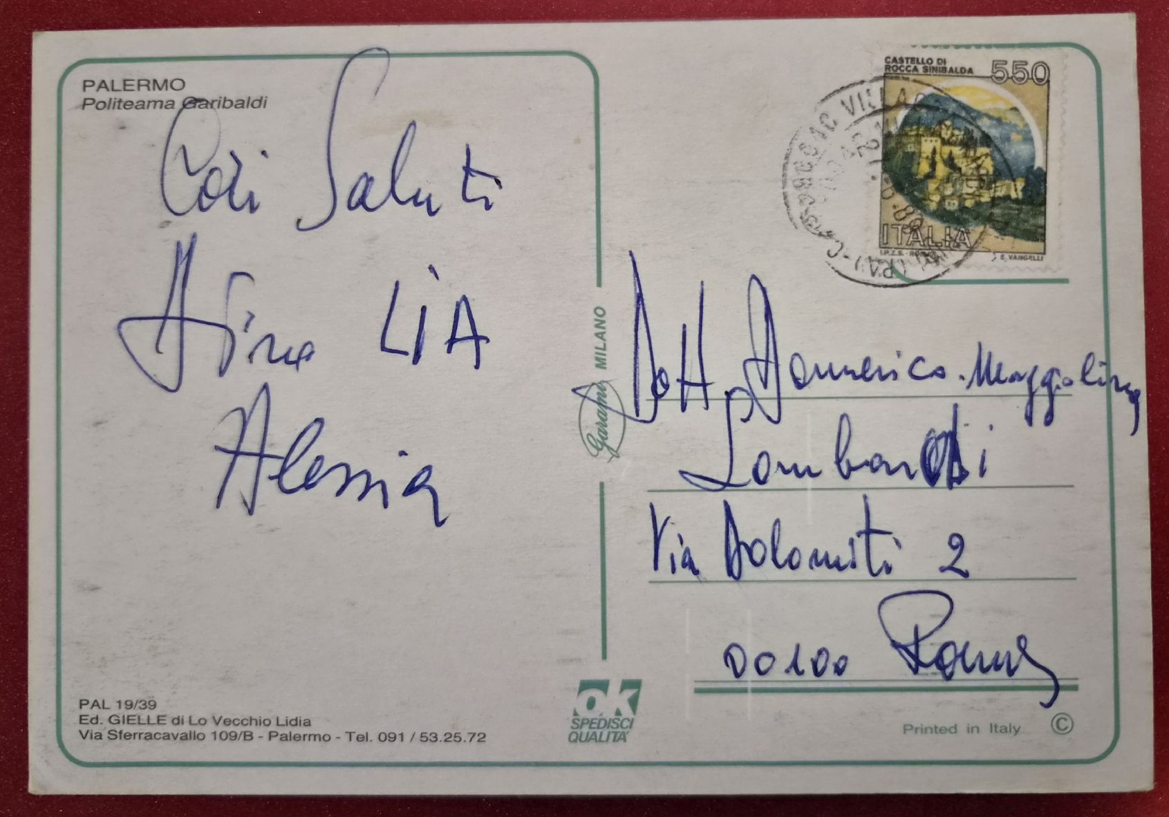Cartoline postali: Palermo Politeama Garibaldi 1989 – Usato da Melchnau venduto da Arthurius 1