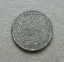 Frankreich ++ 2.- Francs 1871 K, gute Erhaltung