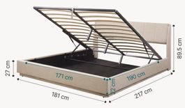 Bett mit Bettkasten, 180x200cm, Beige, Neu, noch verpackt