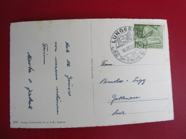 Cartoline postali: alte AK: Lungern mit Schynberg - gel. 1952 – Usato da Luzern venduto da Horoskop1 2