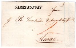 1849 SARMENSTORF AUF FALTBRIEF MIT INHALT NACH AARAU - G6