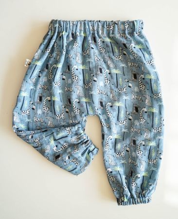 Sommerhose aus Musselin mit Giraffen & Krokodil 74/80 - NEU