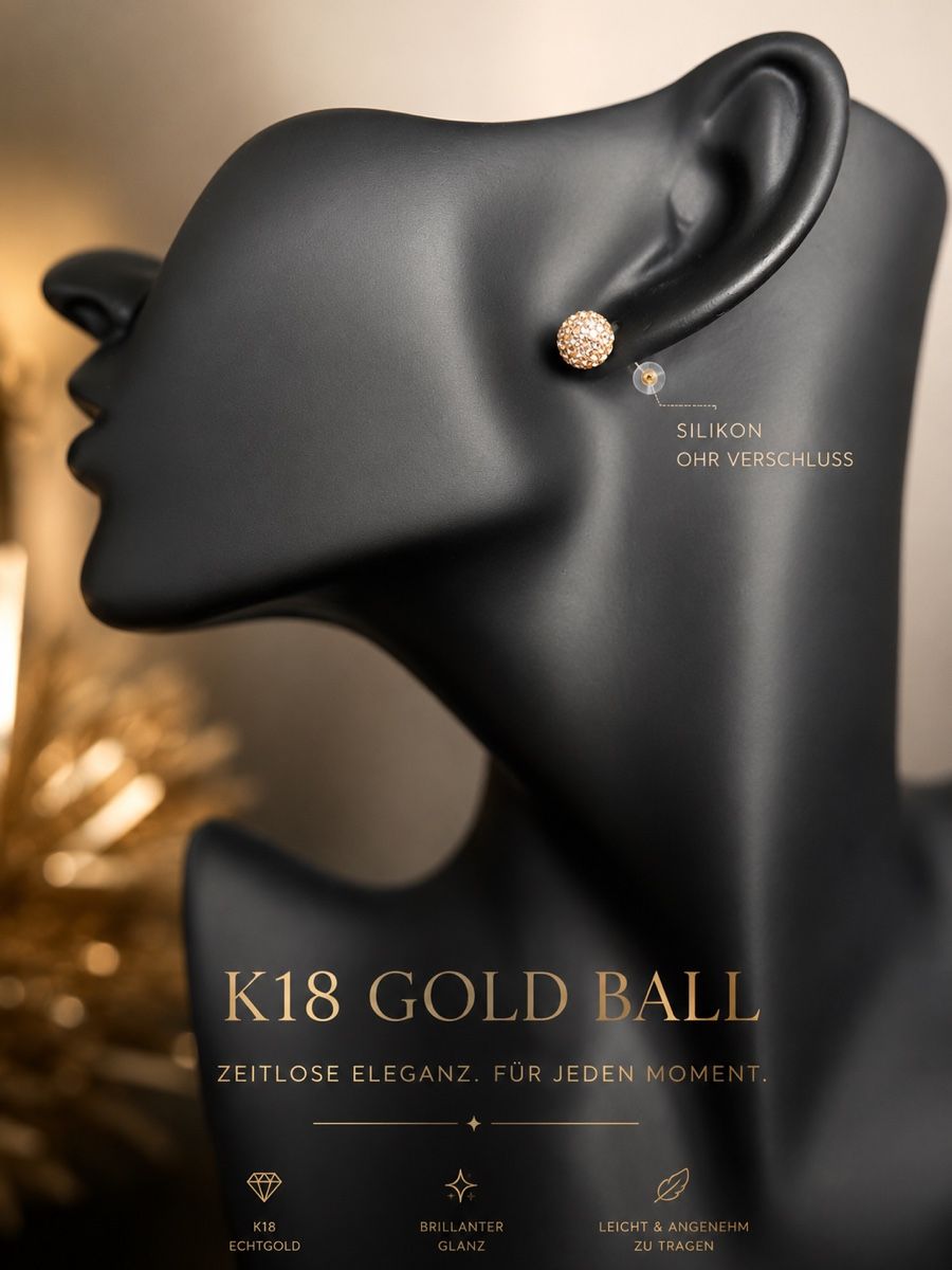 Orecchini pendenti & Orecchini a lobo: K18 Gold mit Kristallkugel 10mm – Usato da Tägerwilen venduto da jna_5zmg