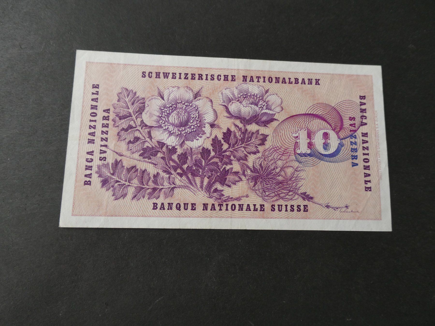 Banknoten: Schweiz 1959, 10 Franken – Gebraucht aus Hinterforst von Rohusri 1