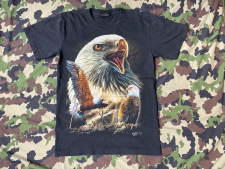 Vintage Y2K T-Shirt Eagles Double AOP Print Sz S