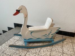 Wisa Gloria Schaukelschwan 1 Holz vintage Kinderspielzeug