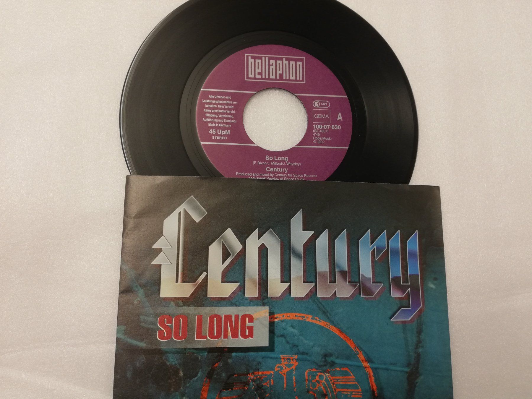 Dischi in vinile: CENTURY - SO LONG (SINGLE 7") – Usato da Bern venduto da Vinylsound.ch 2