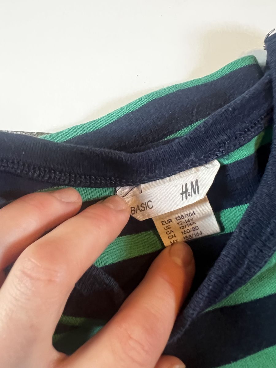 H&M Camicie, T-shirt & Polo: H&M Basic Shirt, gestreift, Gr. 158/164 - blau grün – Usato da Bern venduto da fla_yj25 2