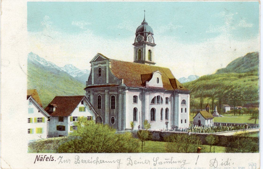 Cartoline postali: Näfels   GL       um 1901 – Usato da Brig venduto da Valcards54