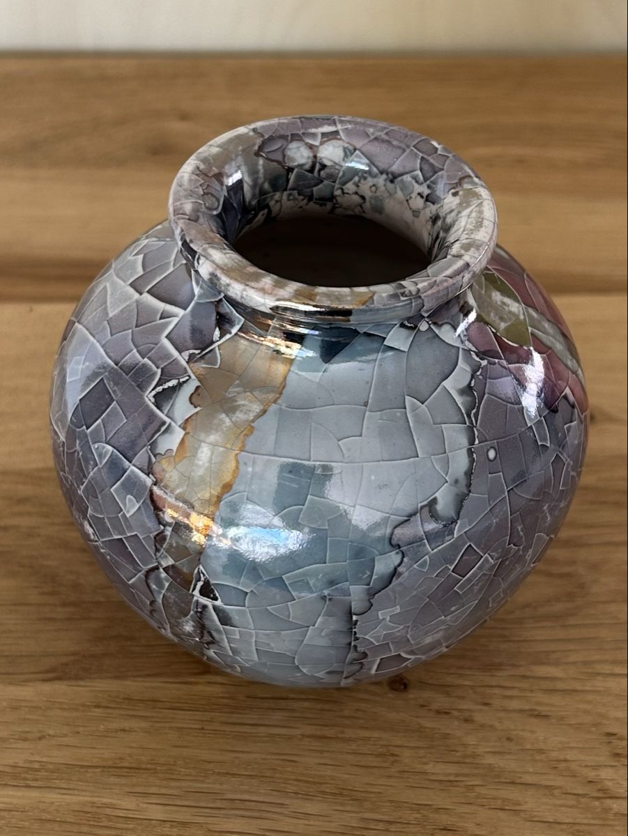 Vasi & Recipienti: Claudio Pulli italienisch irisierende Crackle Vase signiert – Usato da Wettingen venduto da Mmccl 7