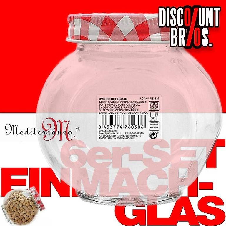 Contenitori & Simili: 6er-Set 480ml Mediterraneo EINMACHGLÄSER Vorratsglas – Nuovo e nell'imballaggio originale da Zürich venduto da Discountbros