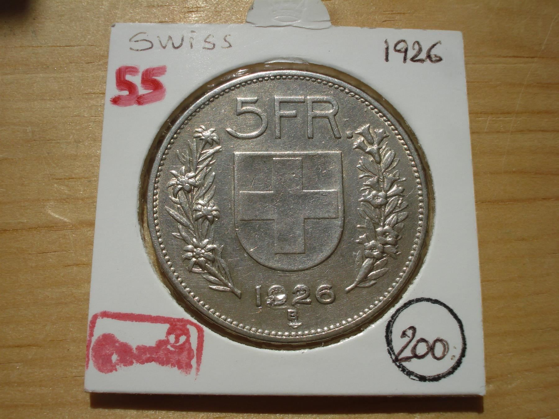 Tutti le monete: (55)  5 Franken  1926 – Usato da Erlach venduto da Net-Coins