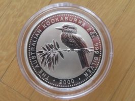 Silber Münze Kookaburra 2000 / 2 Unzen Silber Australien