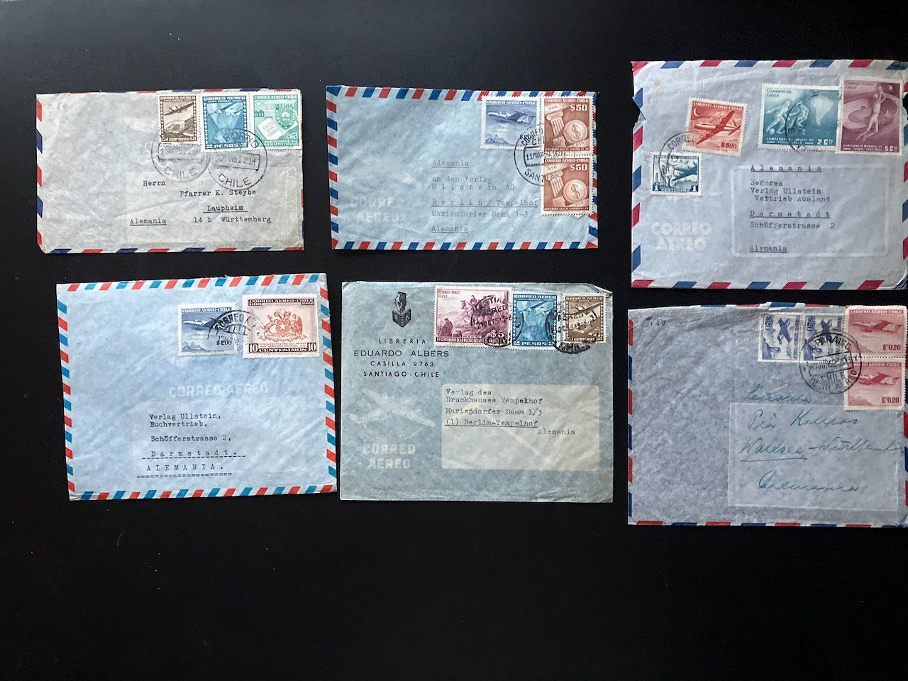 Tutti i francobolli: 10 Luftpostbriefe Chile 1950/60er Jahre – Usato da Nesslau venduto da zueri6 1