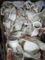 Kaffeeservice Porzellan weiss goldfarbener Rand gebraucht