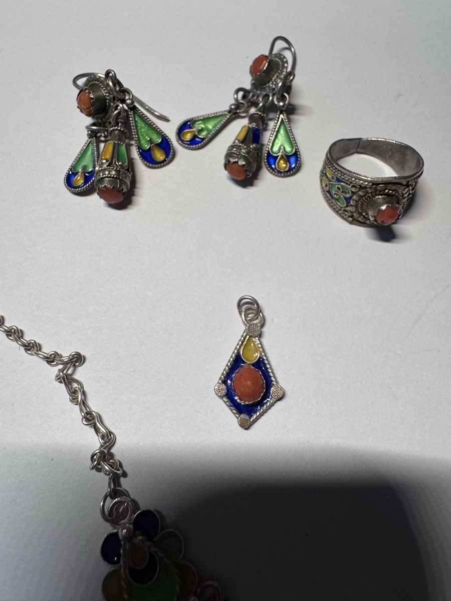 Altri gioielli: Superbe parure bijoux anciens argent émaillé corail – Usato da Vésenaz venduto da Angela.C3 9