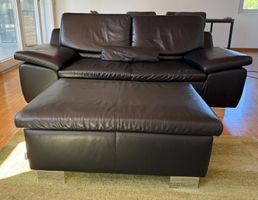 schwarzes Ledersofa 3-teilig