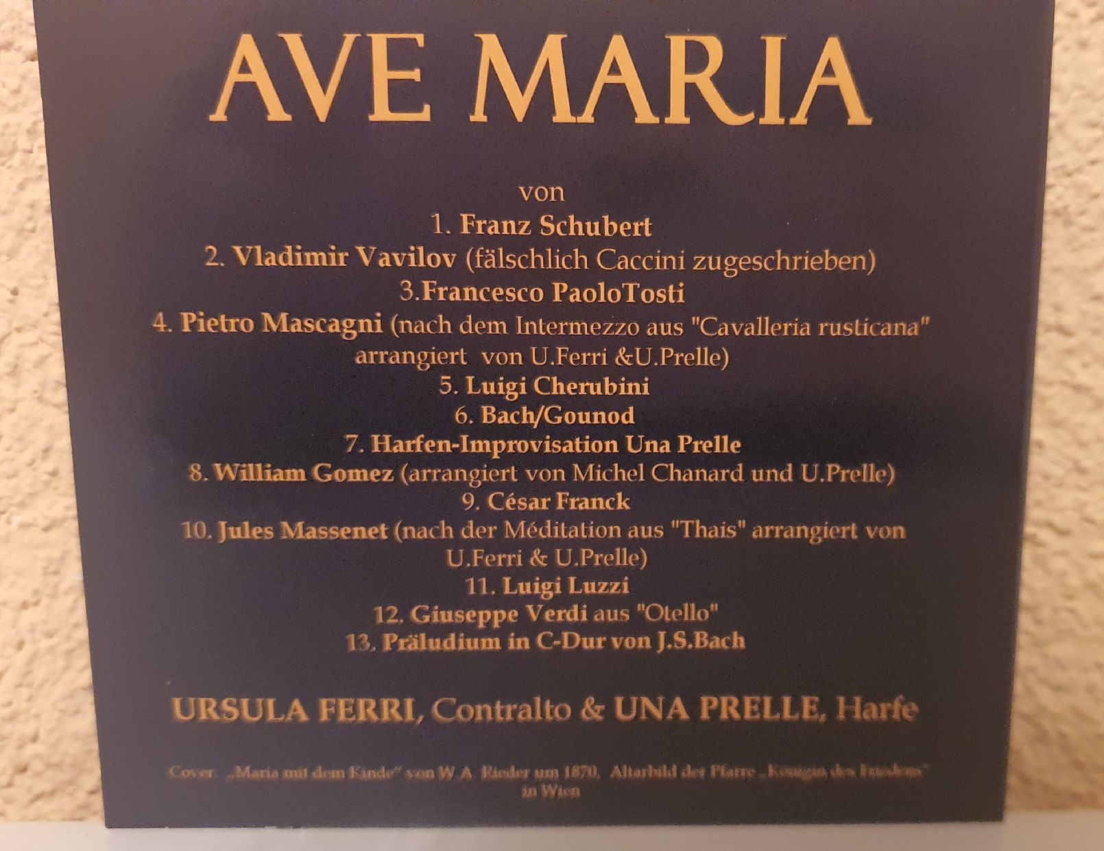 CD: "AVE MARIA" CD Schubert, Bach-Gounod – Nuovo e nell'imballaggio originale da Rieden SG venduto da Erda3 2