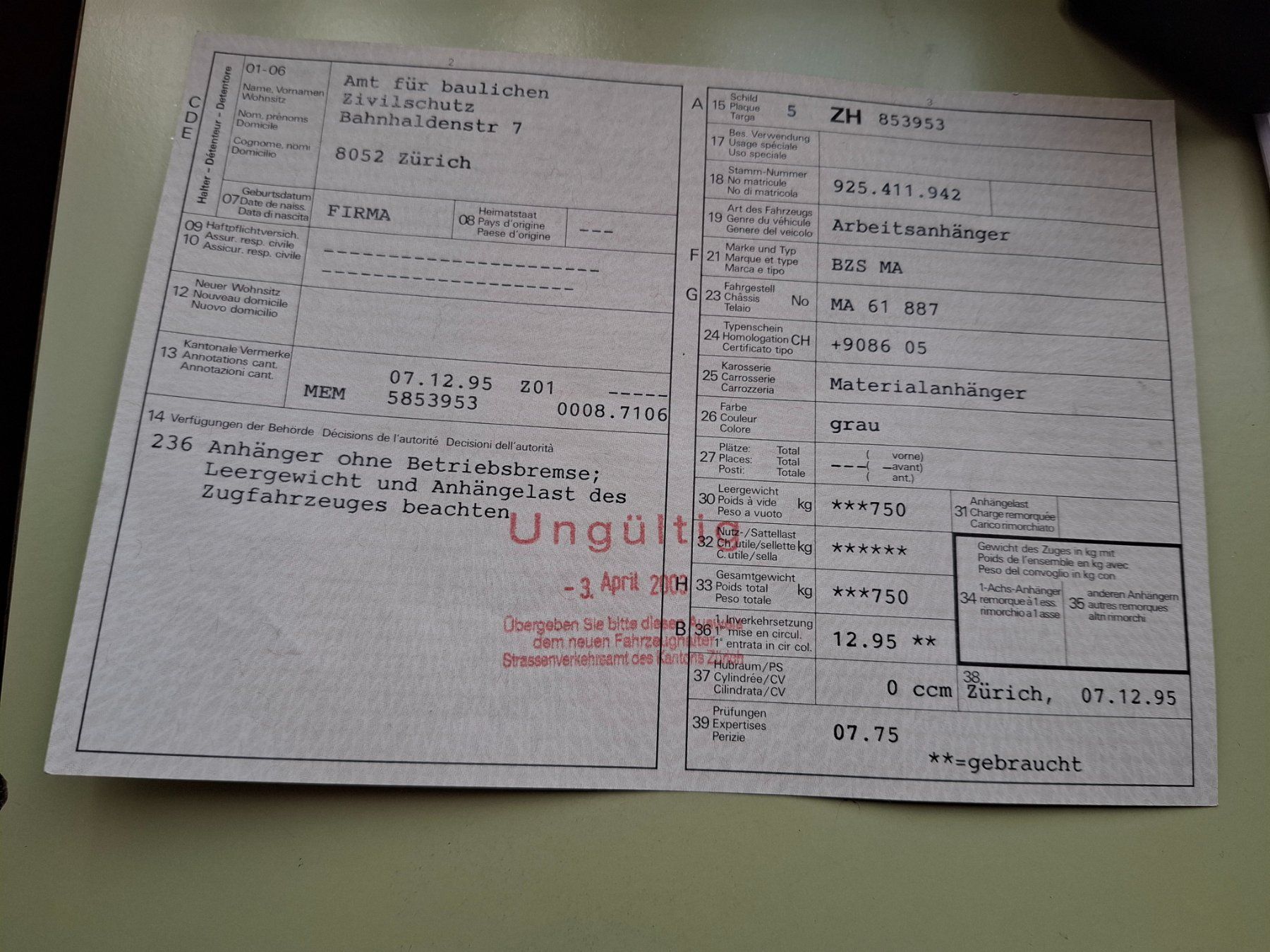 Rimorchi: Zivilschutzanhänger – Usato da Seedorf UR venduto da xaveri123 4