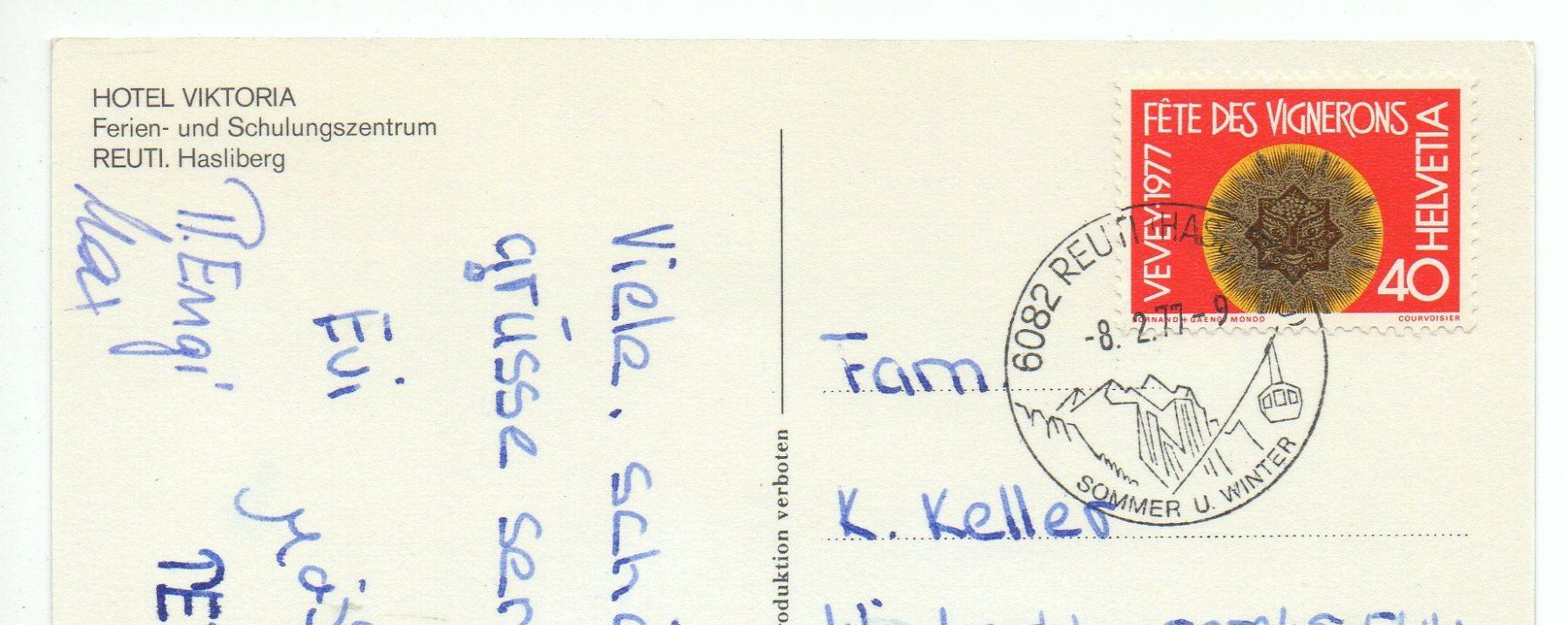 Cartoline postali: REUTI HASLIBERG Hotel Viktoria – Usato da Jona venduto da philajona 1